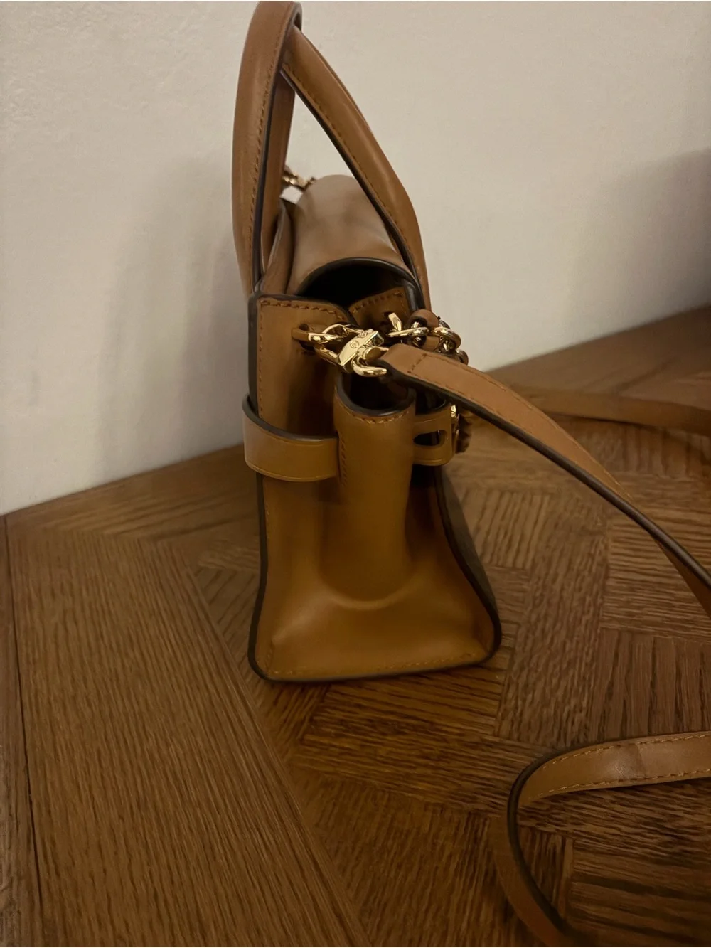 Michael Kors Tan & Brown Signature Chain-Handle Satchel